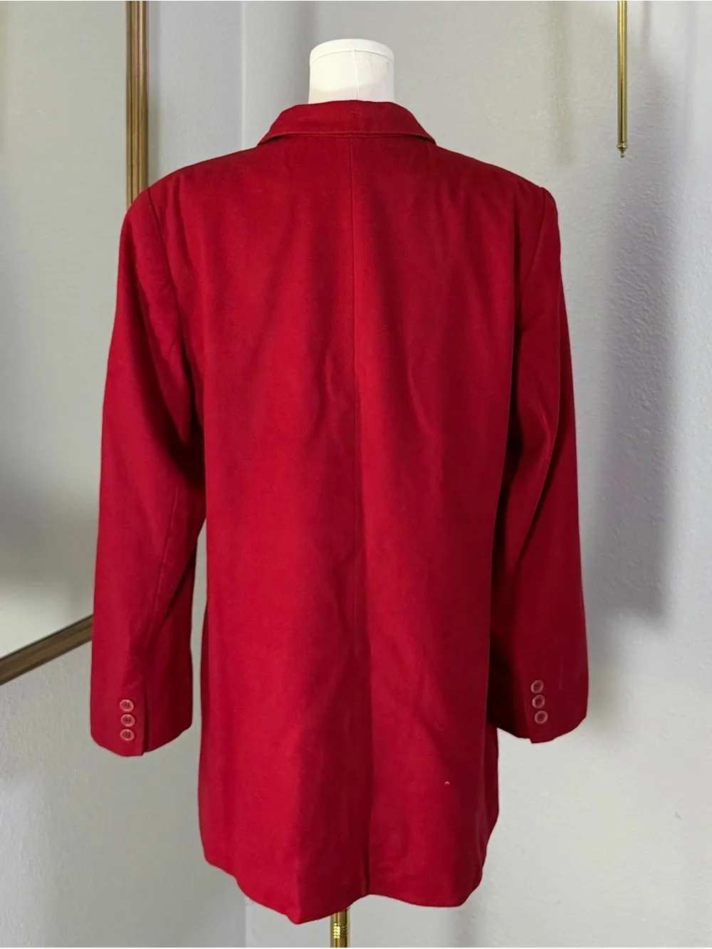VTG Lands End 75% Wool 25% Cashmere Red Oversized Blazer Jacket Size 14 Academia